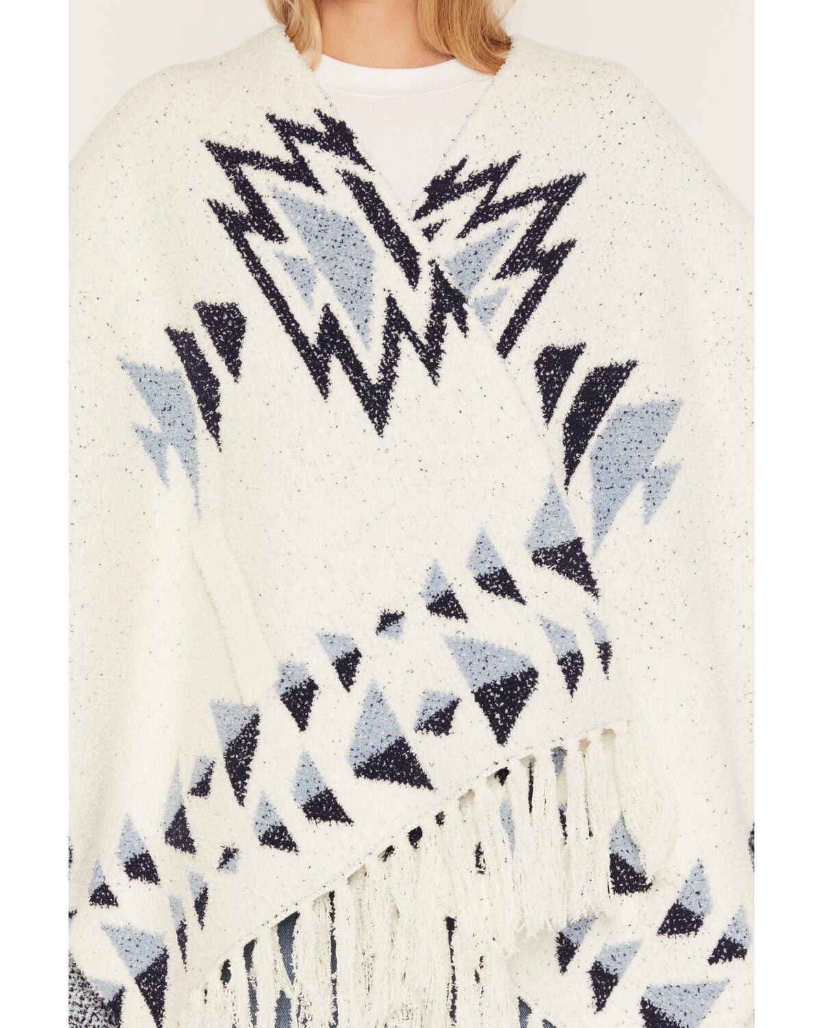 Image #3 - Idyllwind Women's Meadowlark Sweater Shawl, Cream/blue, hi-res