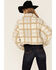 Image #3 - Vigoss Women's Ivory Grid Print Cropped Sherpa Jacket, Ivory, hi-res
