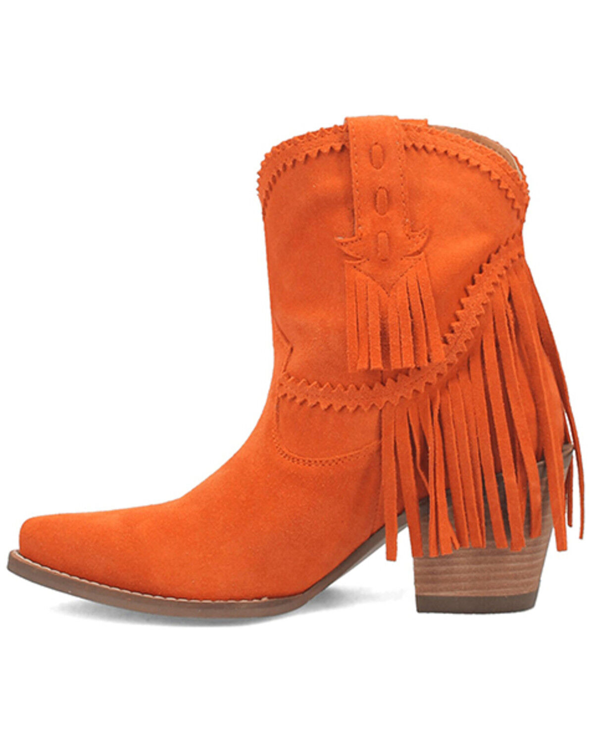 Image #3 - Dingo Women's Fandango Fringe Western Booties - Snip Toe, Orange, hi-res