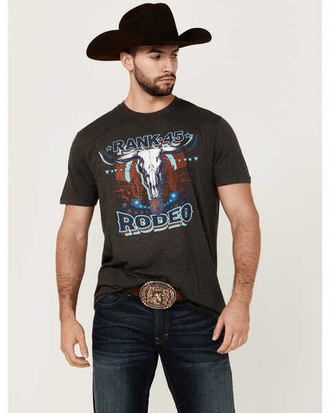 RANK 45® Men's Rodeo Steerhead Short Sleeve Graphic T-Shirt , Charcoal, hi-res