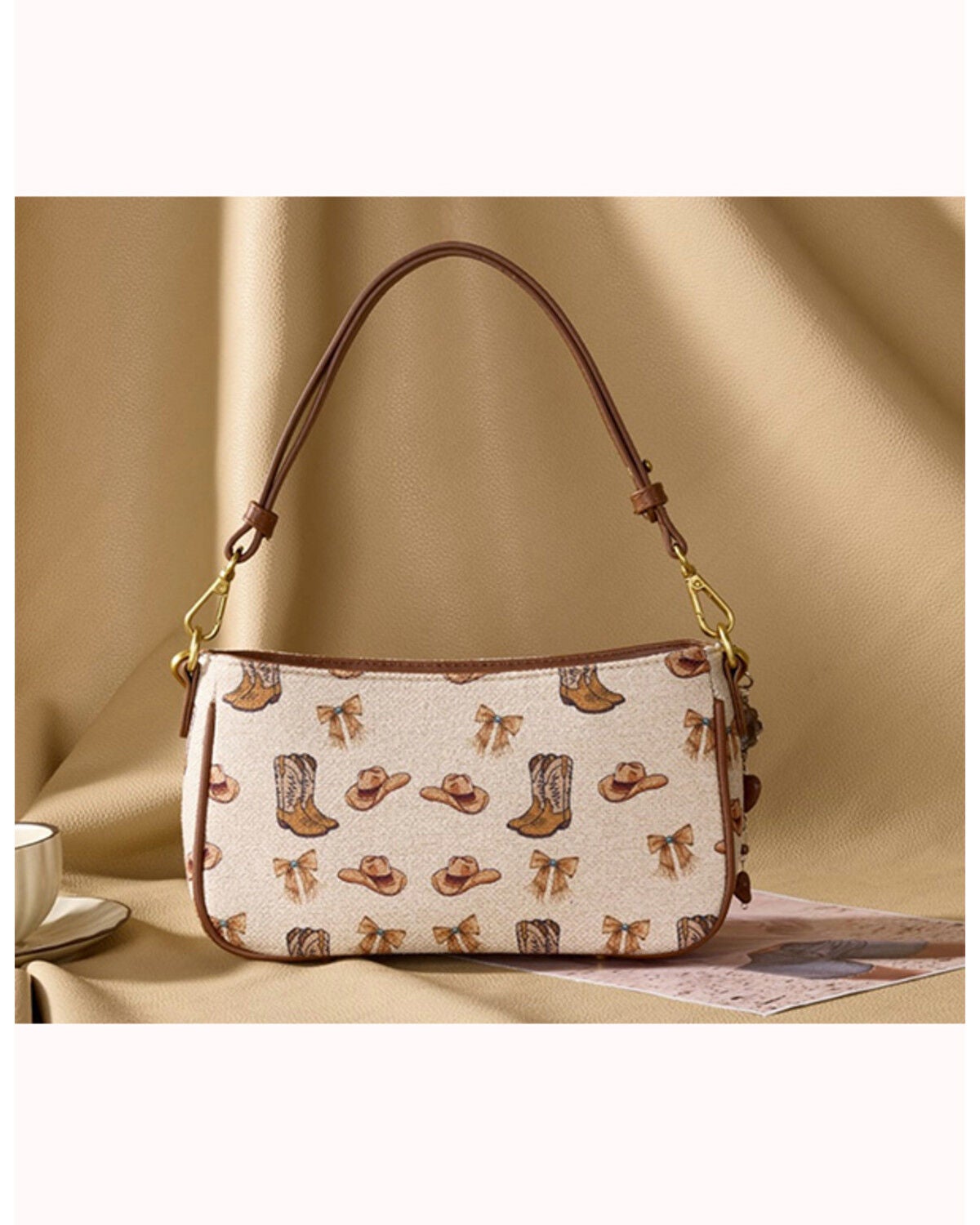 Image #3 - Wrangler Women's Rodeo Icons Western Baguette Shoulder Bag, Tan, hi-res