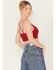 Image #4 - Wishlist Women's Strappy Lace Applique Scallop Lace Bralette , Red, hi-res