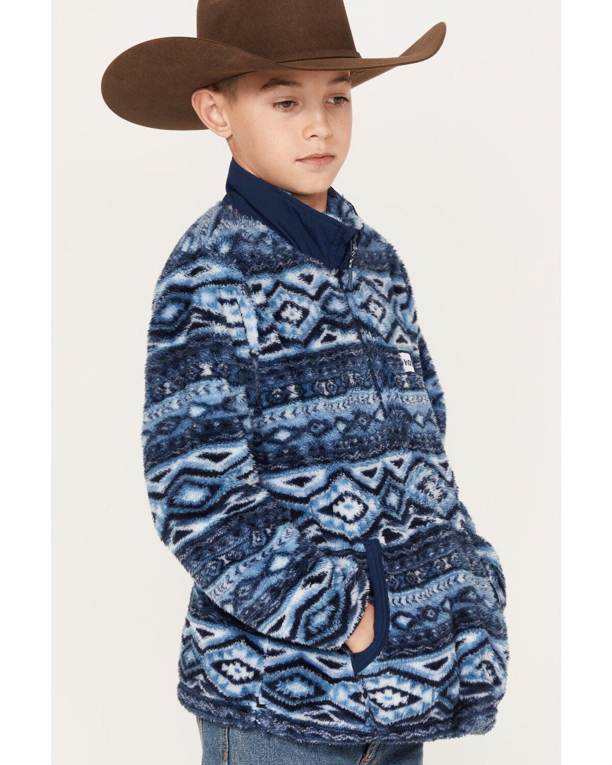 Image #2 - Hooey Boys' Southwestern Print Fleece Pullover Jacket, , hi-res