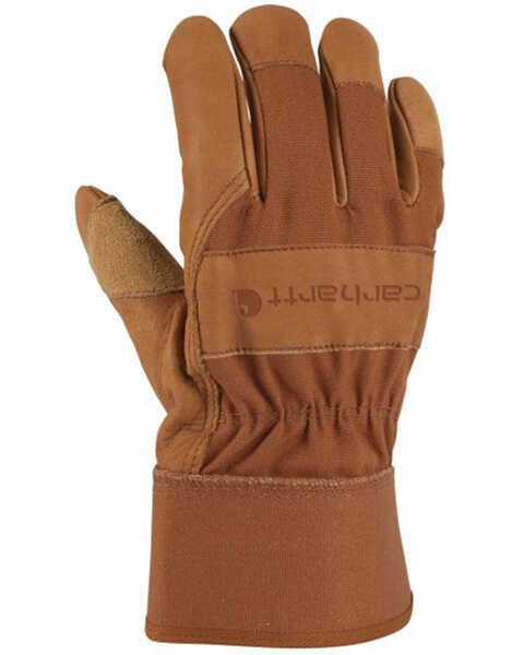 Image #1 - Carhartt Men's Duck & Synthetic Leather Safety Cuff Work Gloves, Brown, hi-res