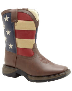 Durango Youth Boys' American Flag Western Boots, Brown, hi-res