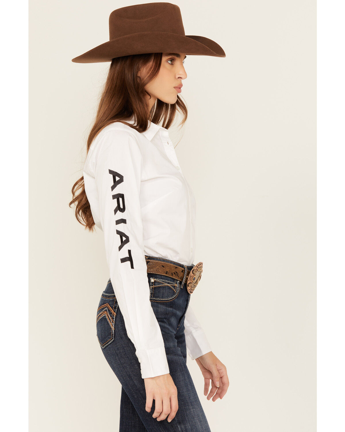 Image #2 - Ariat Women's Boot Barn Exclusive Team Kirby Long Sleeve Button-Down Stretch Western Shirt, White, hi-res