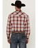 Image #4 - Cowboy Hardware Men's Plaid Print Long Sleeve Snap Western Shirt, Red, hi-res
