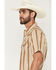 Image #2 - Gibson Trading Co Men's Calico Saloon Floral Striped Short Sleeve Snap Western Shirt, Cream, hi-res