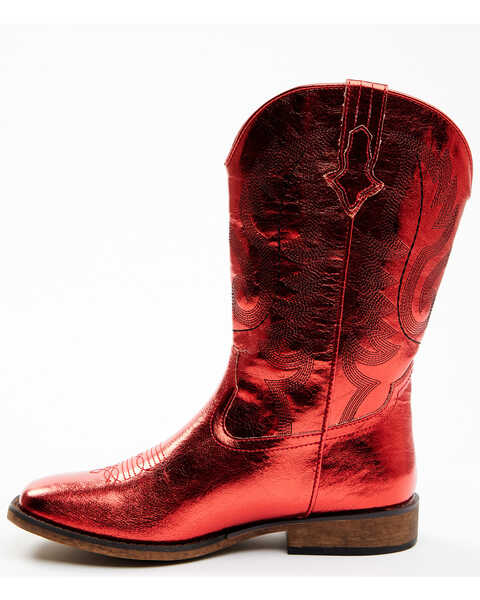 Image #3 - Shyanne Girls' Flashy Western Boots - Broad Square Toe, Red, hi-res