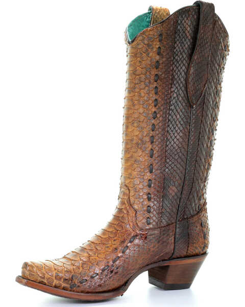 Image #7 - Corral Women's Tan Full Python Woven Cowgirl Boots - Snip Toe, , hi-res