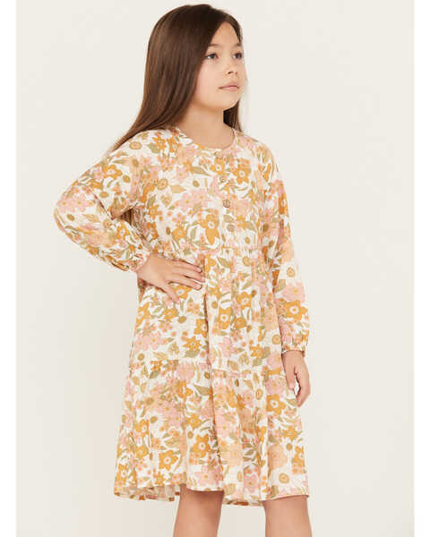 Hayden LA Girls' Floral Mini Dress , Mustard, hi-res