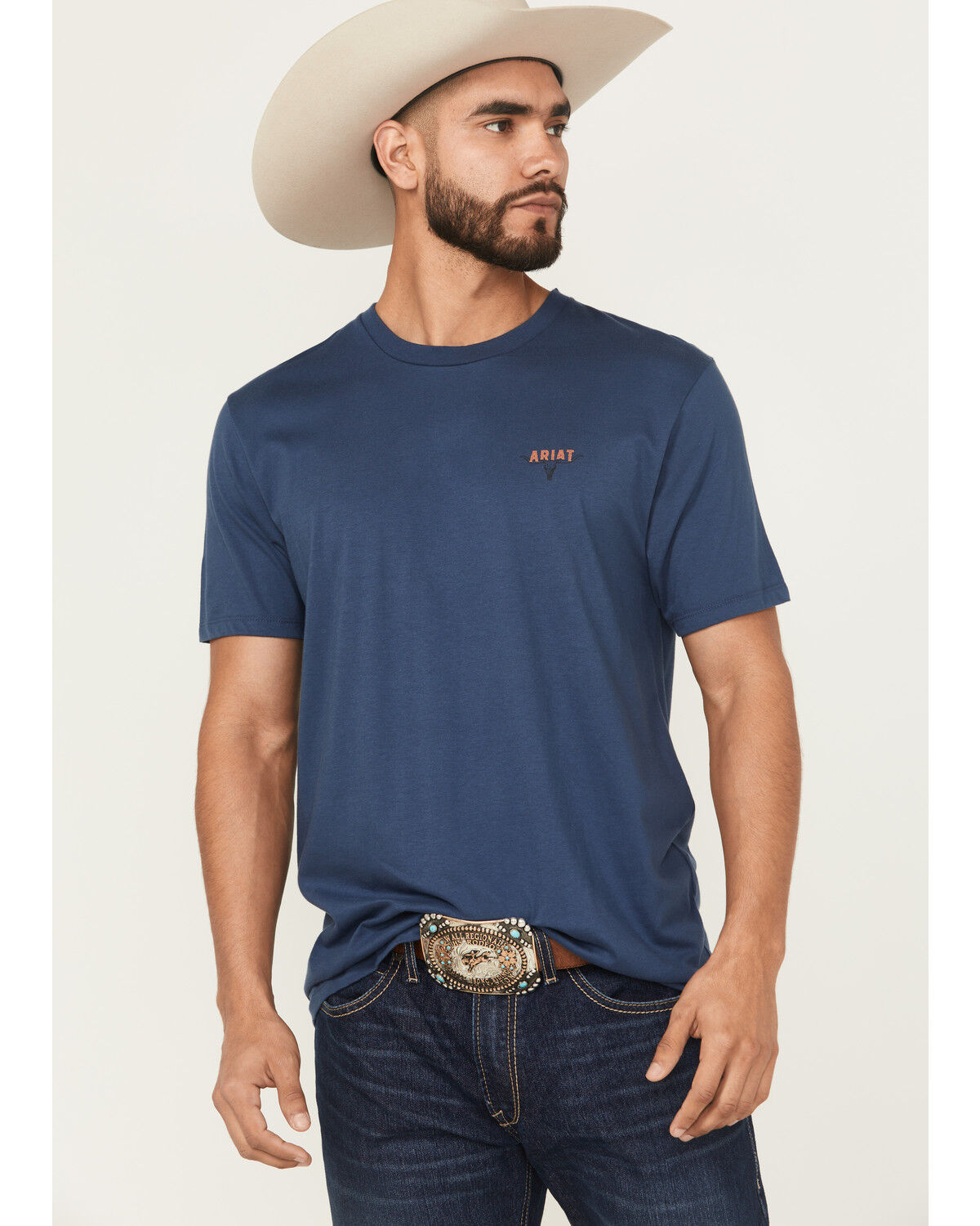 Image #2 - Ariat Men's Ranch Tough Short Sleeve Graphic T-Shirt, Blue, hi-res