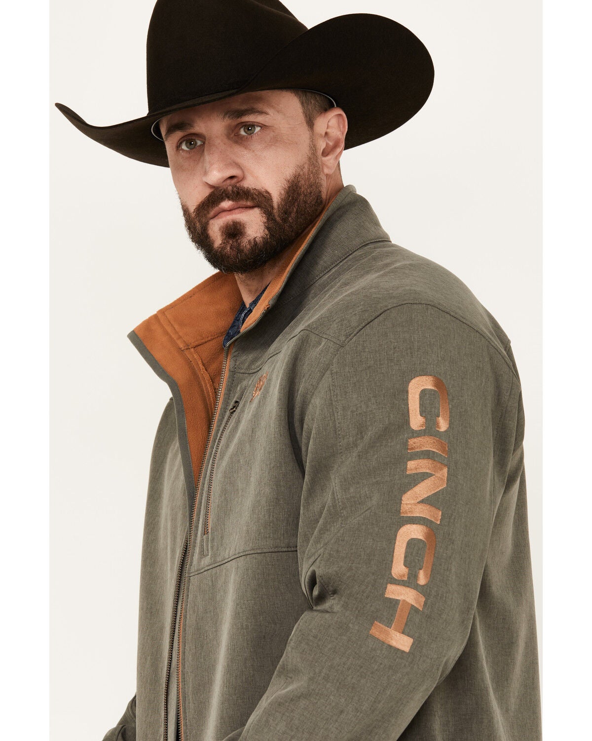 Cinch Men's Solid Logo Bonded Softshell Jacket,