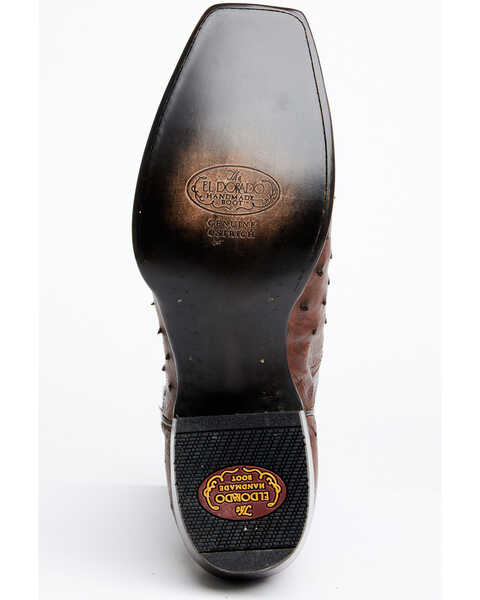 Image #7 - El Dorado Men's Exotic Full-Quill Ostrich Skin Western Boots - Square Toe, Chocolate, hi-res