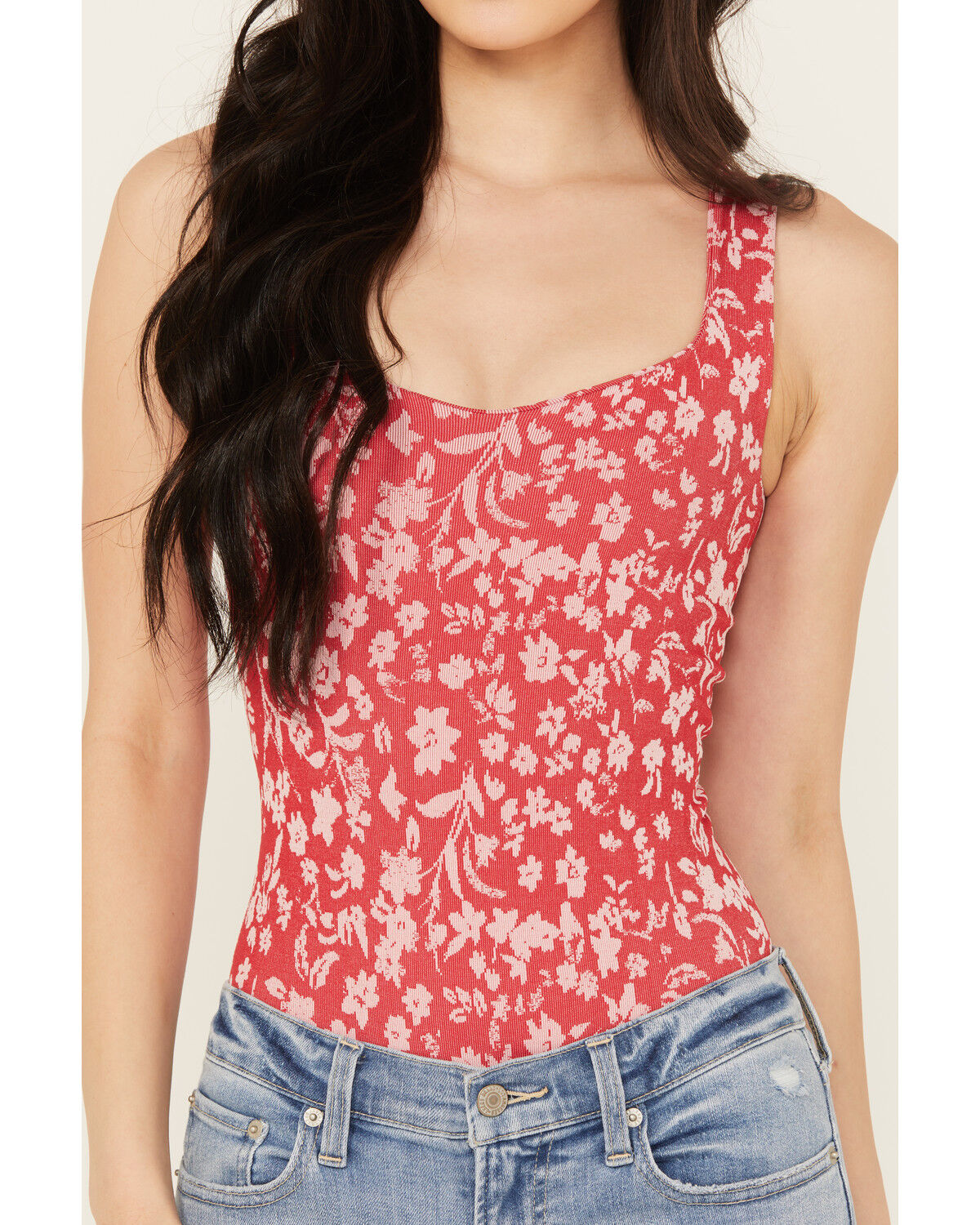 Image #3 - Free People Women's Clean Lines Printed Bodysuit, Red, hi-res