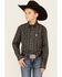 Image #1 - Cinch Boys' Geo Print Long Sleeve Button-Down Western Shirt, Navy, hi-res
