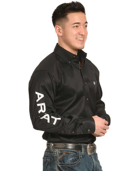 Ariat Men's Black Long Sleeve Logo Long Sleeve Western Shirt , Black, hi-res