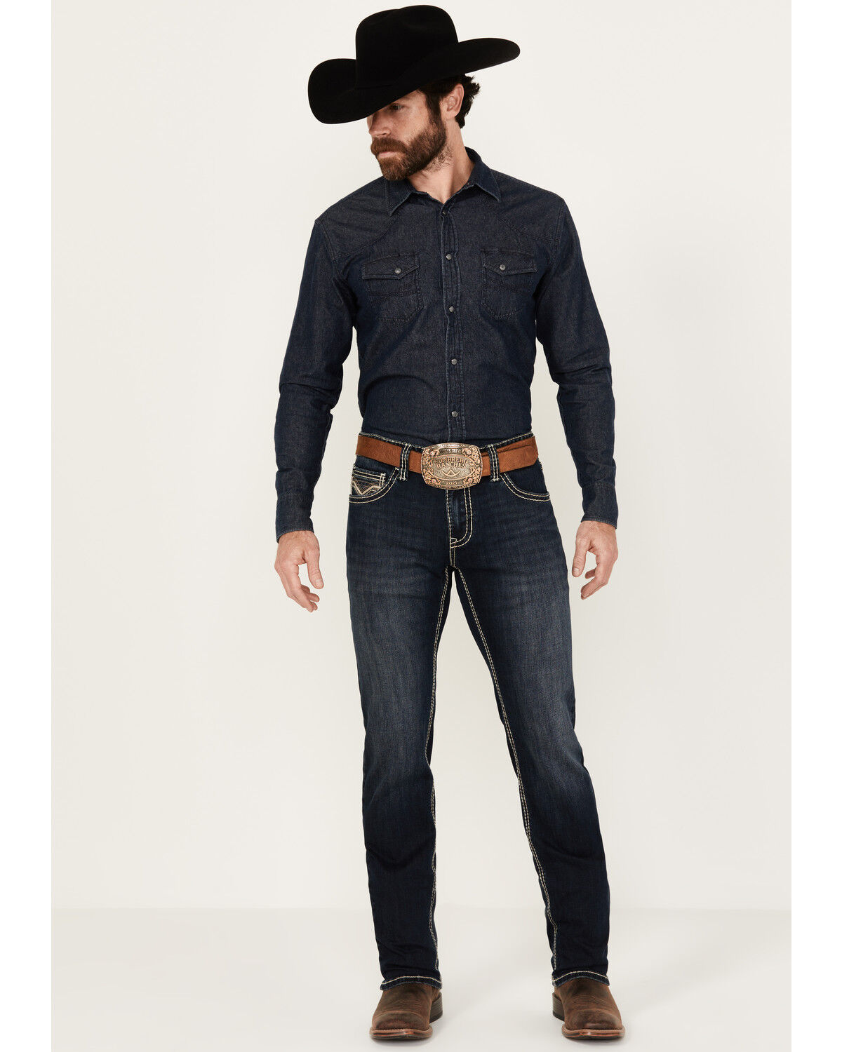 Image #3 - Rock & Roll Denim Men's Rifle Dark Vintage Wash Skinny Reflex Jeans, Dark Wash, hi-res