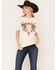 Image #1 - Shyanne Women's Embroidered and Studded Bull Skull Short Sleeve Graphic Tee, Natural, hi-res