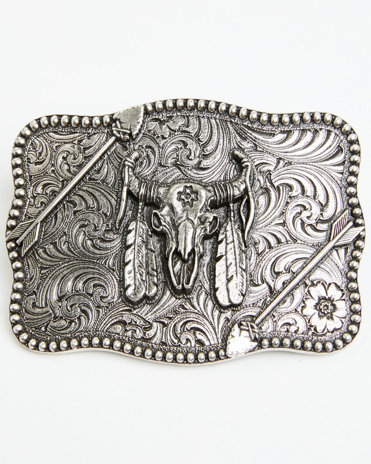 Image #1 - Cody James Buffalo Skull Belt Buckle, Silver, hi-res