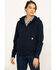 Carhartt Women's FR Rain Defender Hooded Heavyweight Zip Sweatshirt, Navy, hi-res
