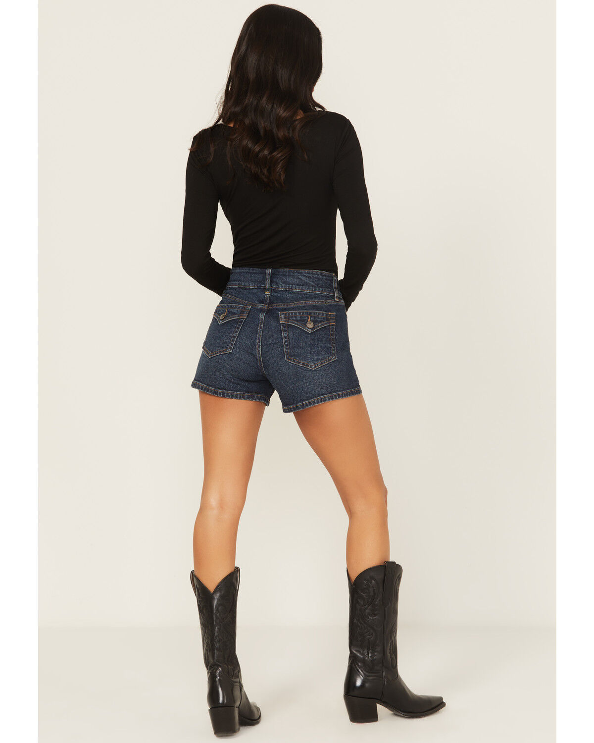 Image #3 - Shyanne Women's Faye Medium Wash High Rise Comfort Stretch Denim Shorts, Medium Wash, hi-res