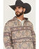 Image #2 - Wrangler Men's Southwestern Print 1/4 Zip Hooded Pullover, Taupe, hi-res
