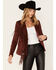 Image #1 - Shyanne Women's Fringe Faux Suede Blazer, Chestnut, hi-res