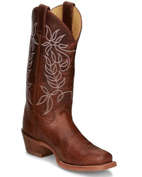 Justin Women's Vickory Performance Leather Western Boots - Square Toe , Tan, hi-res