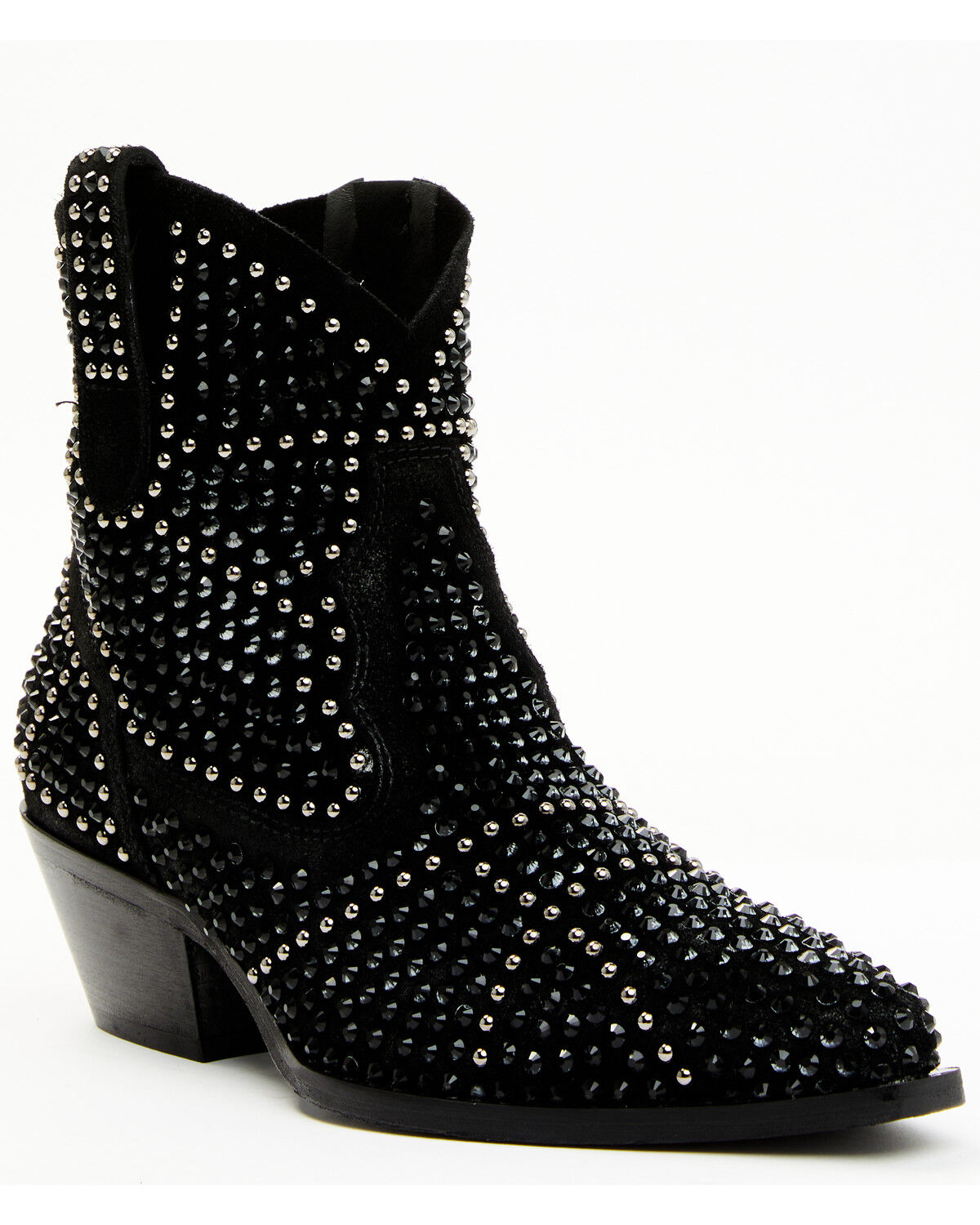 Image #1 - Italian Cowboy Women's Astra Studded Fashion Booties - Snip Toe, Black, hi-res