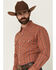 Image #2 - Cinch Men's Floral Striped Print Long Sleeve Snap Western Shirt, Orange, hi-res