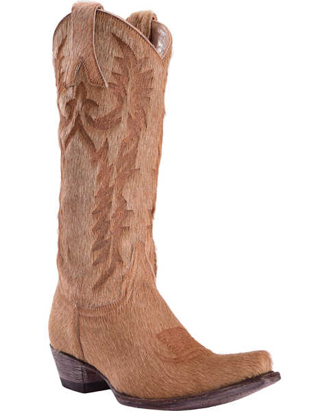 Old Gringo Women's Mayra Bone Hair On Laser Stitch Western Boots - Snip Toe, Beige/khaki, hi-res