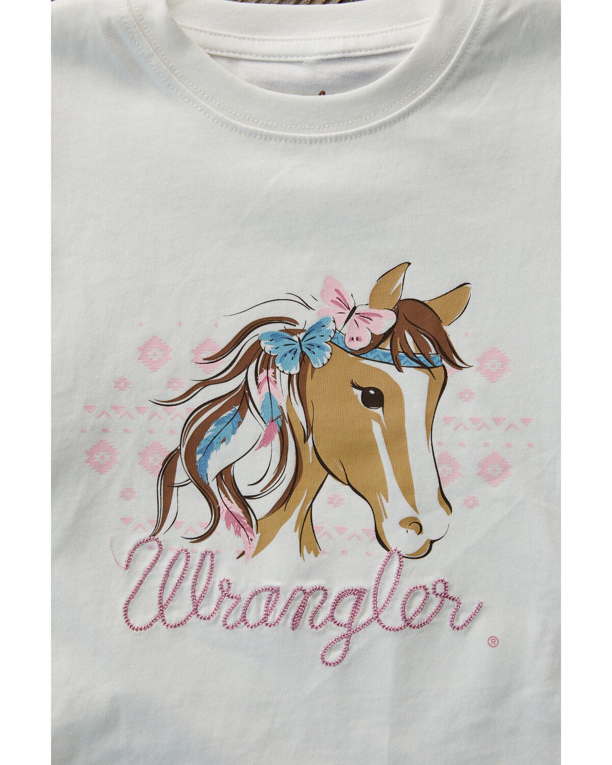 Image #2 - Wrangler Toddler Girl's Horse Short Sleeve Graphic Tee, White, hi-res