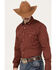 Image #2 - Roper Men's Geo Long Sleeve Western Pearl Snap Shirt, Red, hi-res