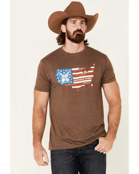 Image #1 - Moonshine Spirit Men's 120 Proof USA Graphic Short Sleeve T-Shirt , Distressed Brown, hi-res