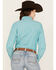 Image #4 - Rough Stock by Panhandle Women's Dobby Striped Long Sleeve Pearl Snap Western Shirt, Turquoise, hi-res