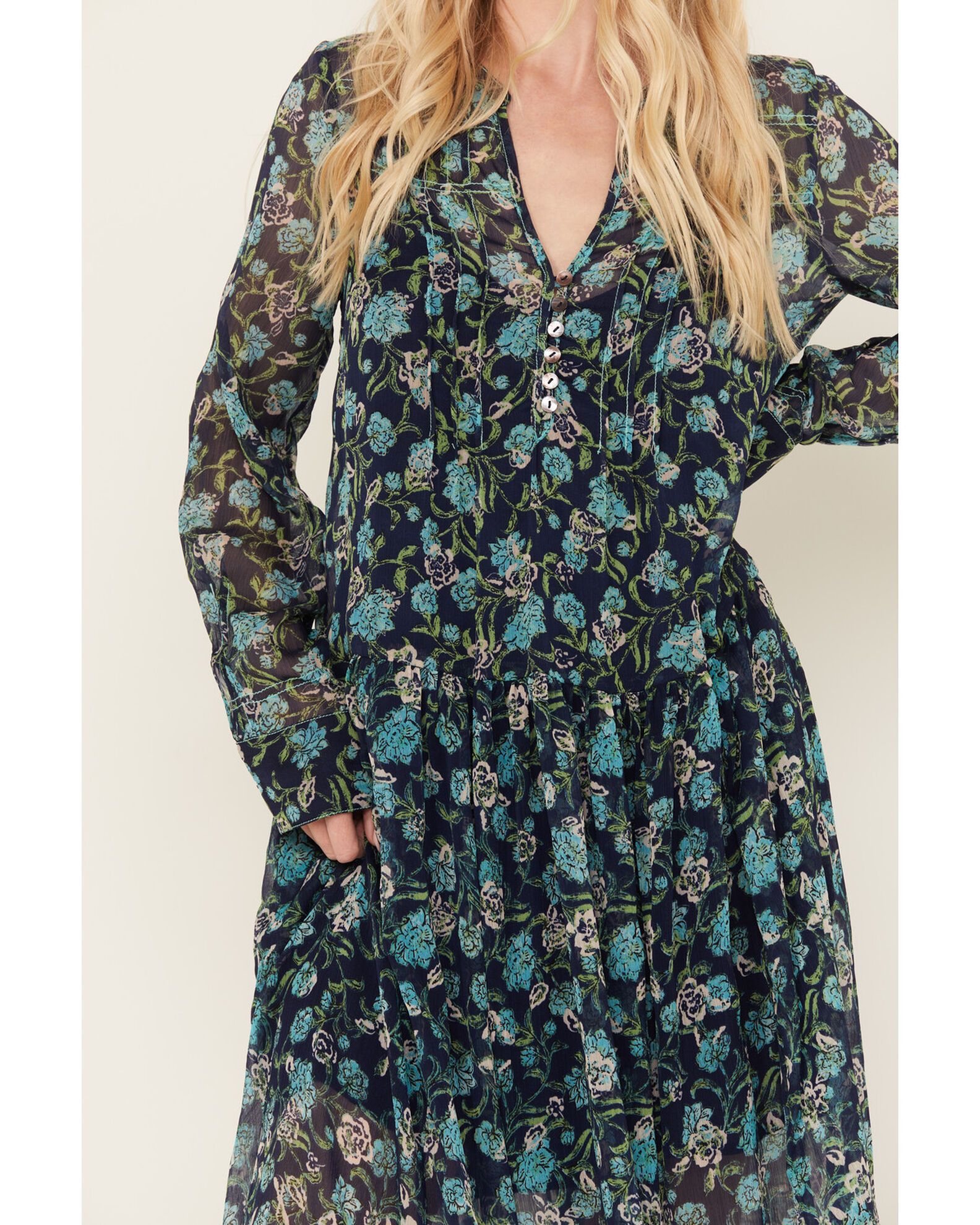 Free people long sleeve floral dress deals