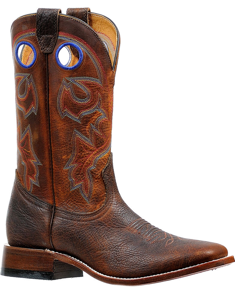 Boulet Men's Bison Shrunken Old Town Stockman Cowboy Boots - Square Toe, Brown, hi-res