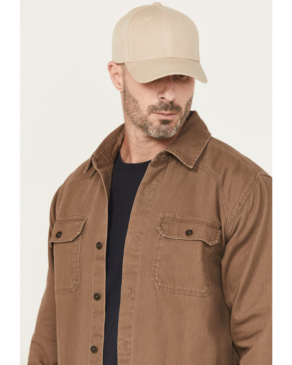 Image #2 - Thorogood Men's Stonewashed Herringbone Shirt Jacket, Lt Brown, hi-res