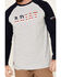 Ariat Men's FR Baseball Logo Crew Work Tee , Navy, hi-res