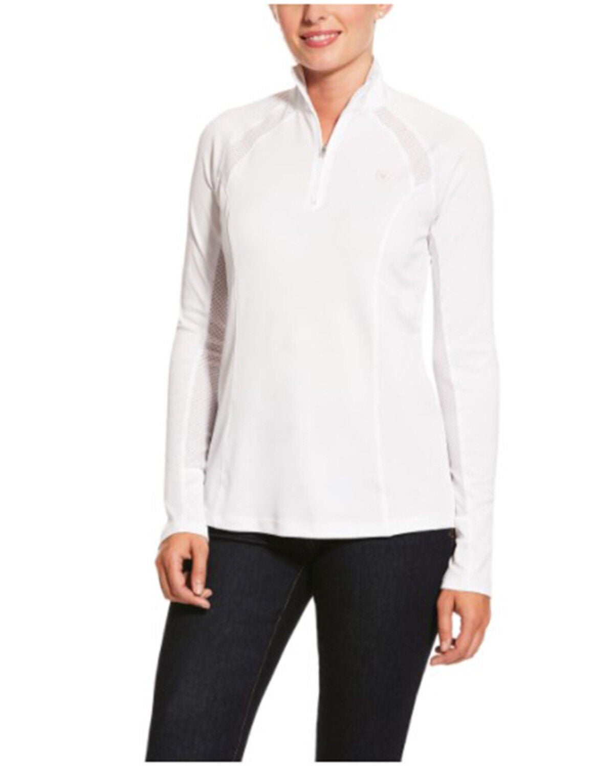 Image #1 - Ariat Women's Sunstopper 2.0 1/4 Zip Baselayer Pullover, White, hi-res