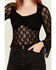 Image #3 - Ash & Violet Women's Lace Bell Long Sleeve Top, Black, hi-res