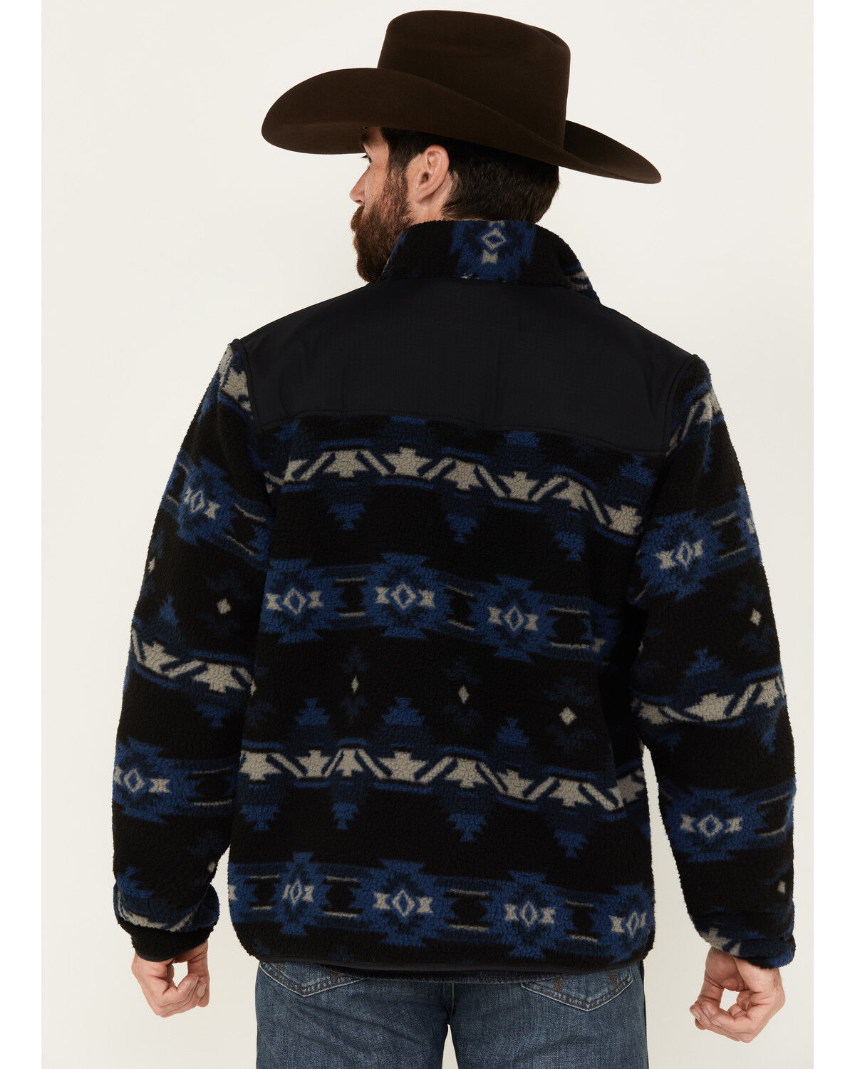 Image #4 - Wrangler Men's Mixed Sherpa Zip Jacket, Blue, hi-res