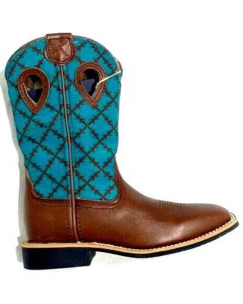 Twisted X Boys' Top Hand Western Boots - Broad Square Toe, Turquoise, hi-res