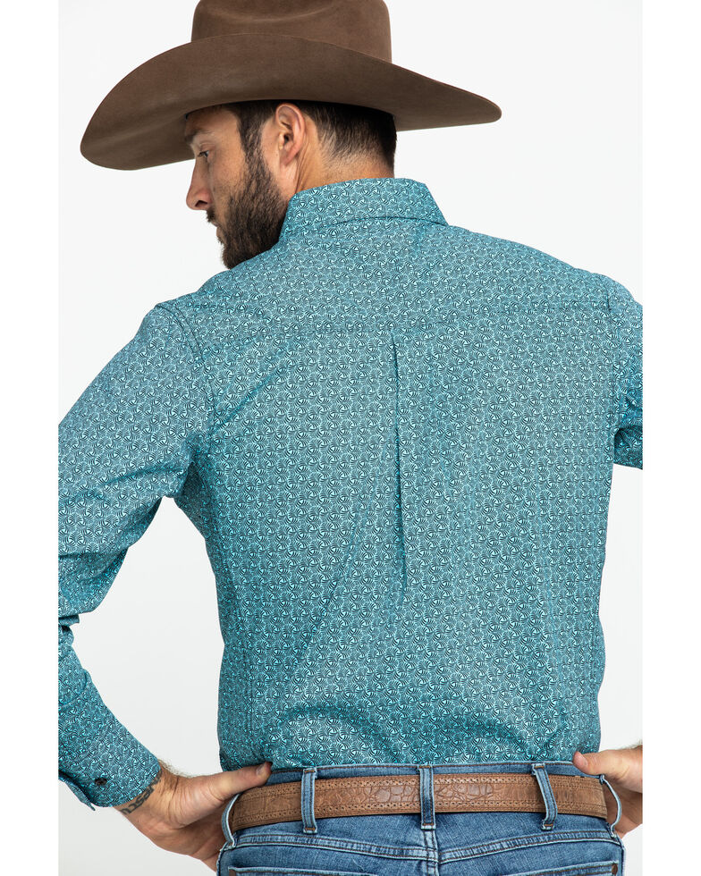 Wrangler 20X Men's Competition Blue Geo Print Long Sleeve Western Shirt , Blue, hi-res