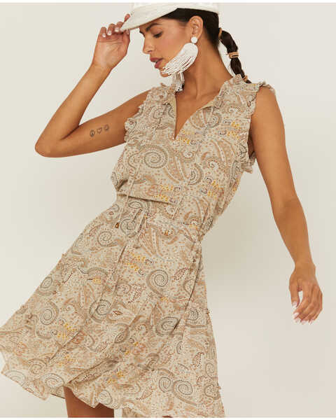 Revel Women's Paisley Print Tank Dress, Olive, hi-res