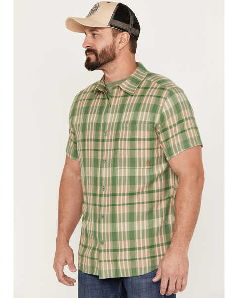 Image #2 - Brothers and Sons Men's Plaid Print Short Sleeve Button-Down Western Shirt, Brown, hi-res