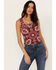 Image #1 - Idyllwind Women's Linmar Printed Button-Down Tank, Dark Red, hi-res