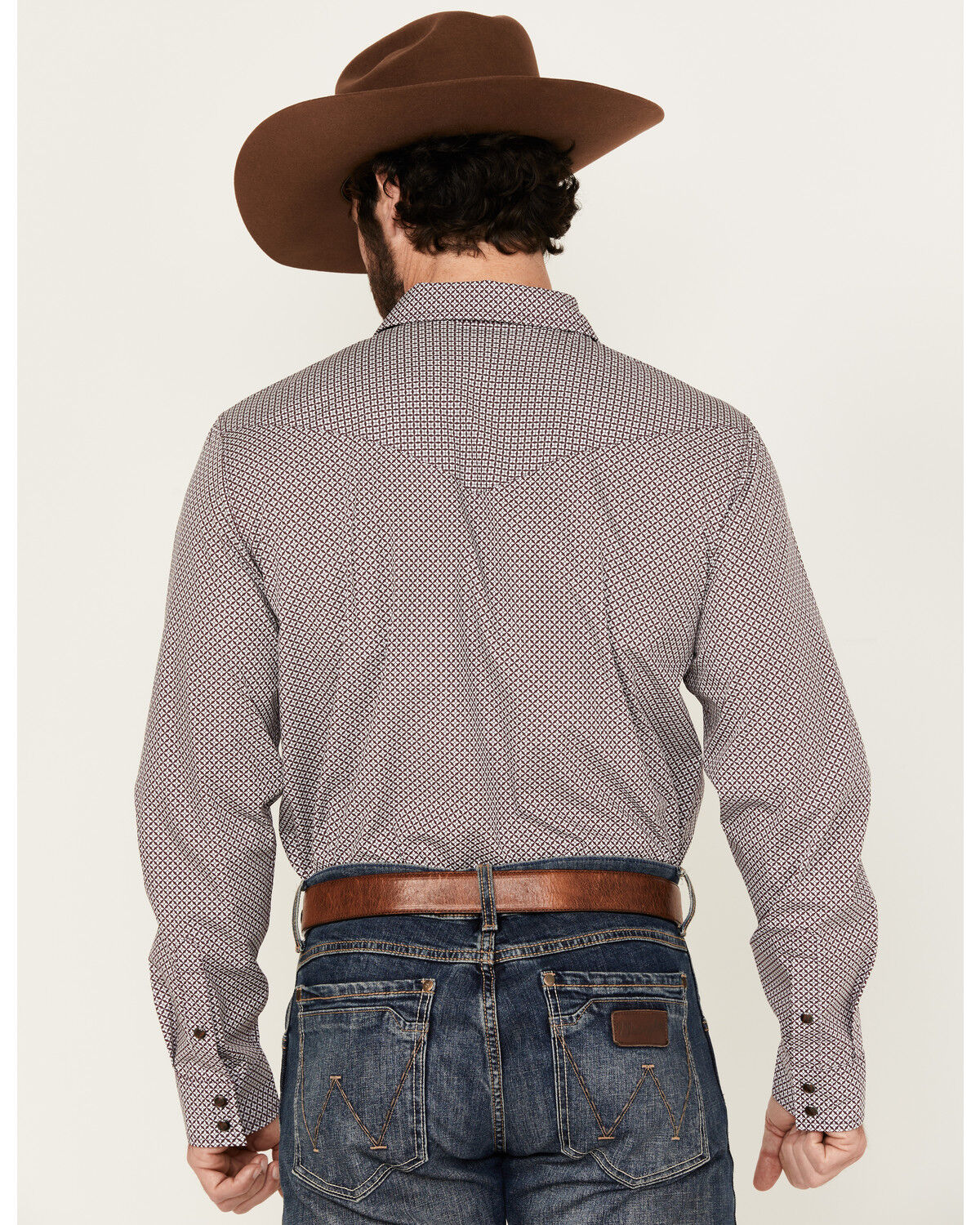 Image #4 - Gibson Trading Co Men's Star Struck Geo Print Long Sleeve Snap Western Shirt, Burgundy, hi-res