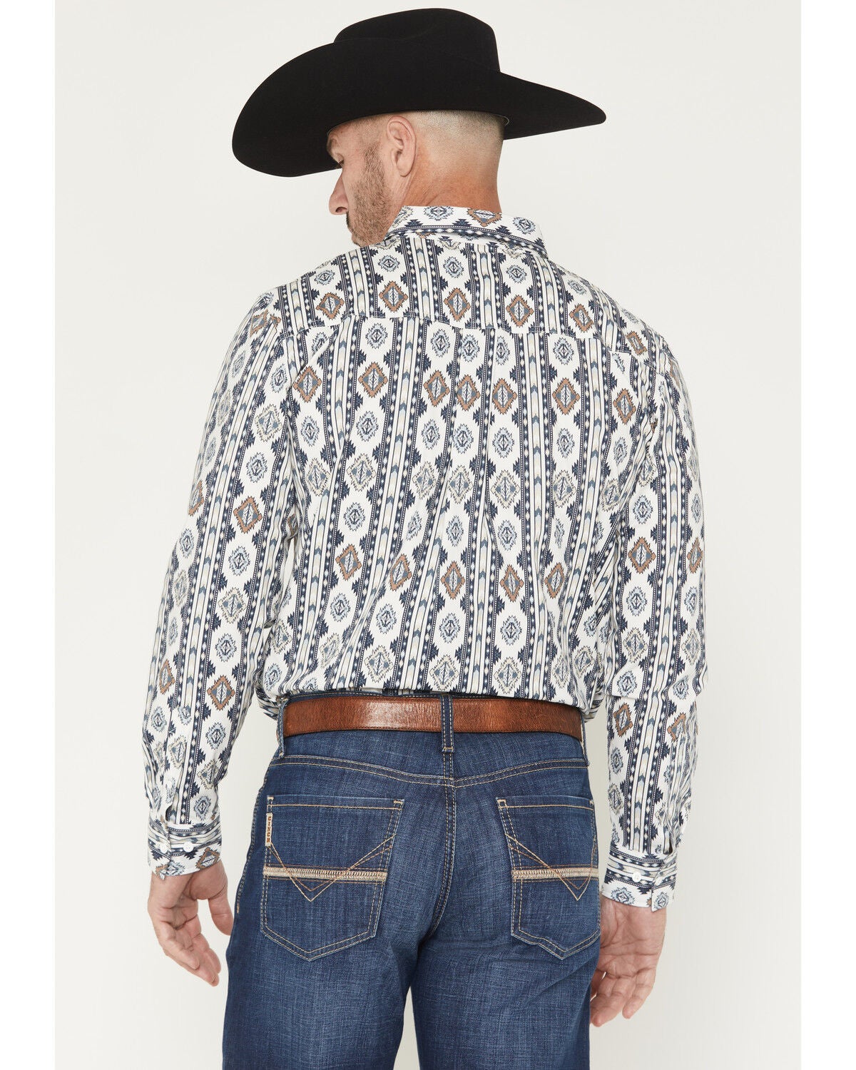 Image #4 - RANK 45&reg; Men's Runnin Outta Moonlight Southwestern Striped Long Sleeve Button-Down Stretch Western Shirt, Cream, hi-res